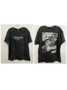 Thought Y2k T-Shirt Rose Gothic Grunge Retro Acid Wash XL Black Whimsygoth